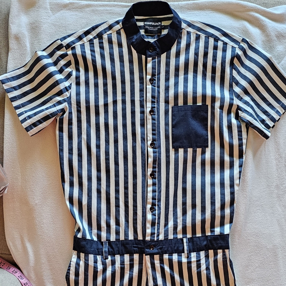 Nautical-themed Striped Men's Romper - Picture 2 of 5